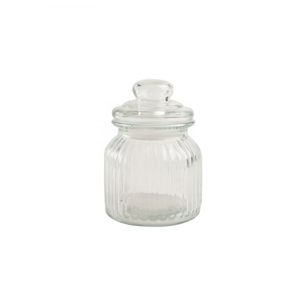 Small Ribbed Glass Jar