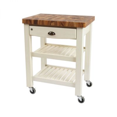 Pembroke Trolley Antique Cream / Acacia Top - Assembled image