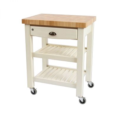 Pembroke Trolley Antique Cream / Hevea Top - Flat Packed image