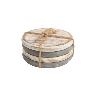 Drift Set of 4 Round Coasters Grey & White Assorted image