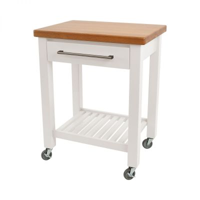 Studio Trolley White Hevea / Oak Top - Assembled image