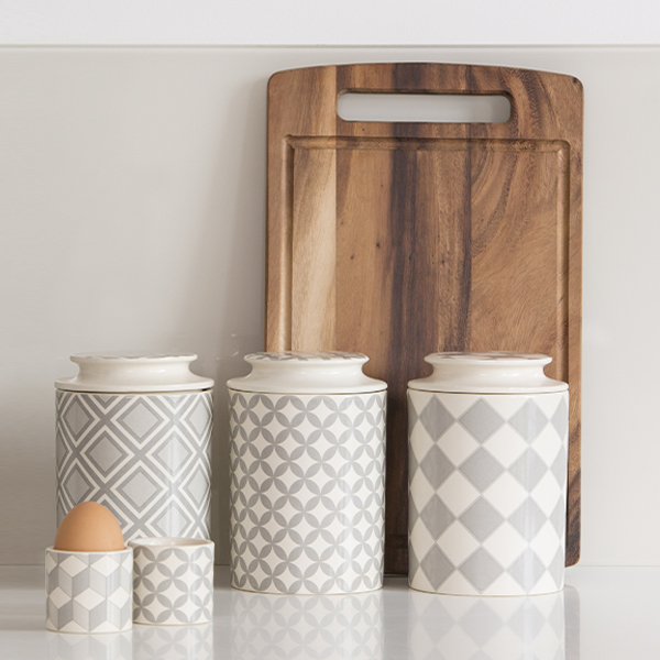 T&G City Ceramics Spoon Rest Grey White in Cube Design 