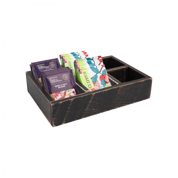 Drift Six Compartment Storage Box Rustic Black