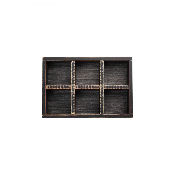 Drift Six Compartment Storage Box Rustic Black