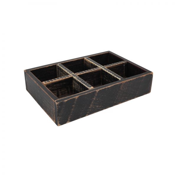 Drift Six Compartment Storage Box Rustic Black