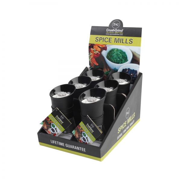POS Display Box Containing 6 Spice Mills Black Plus Additional 6