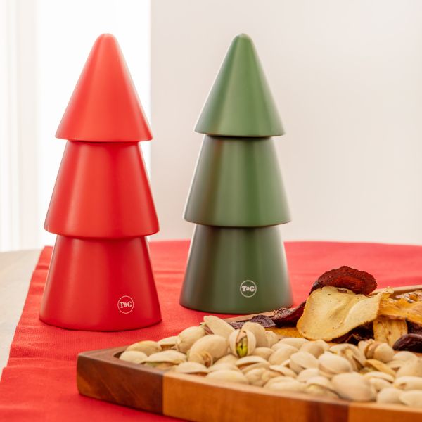 Christmas Tree Salt & Pepper Mill Red