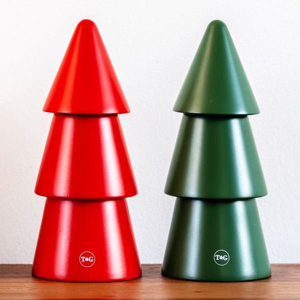 Christmas Tree Salt & Pepper Mill Red