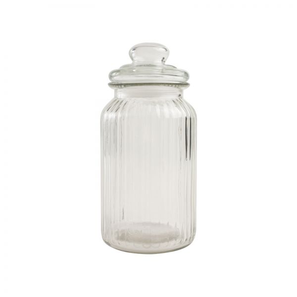 Large Ribbed Glass Jar