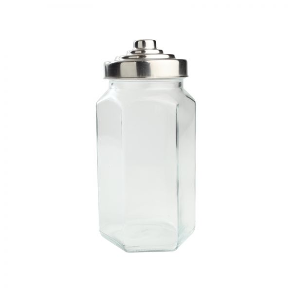 Large Hexagon Glass Jar