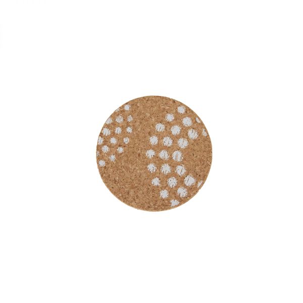 Cork Coaster - Dots White