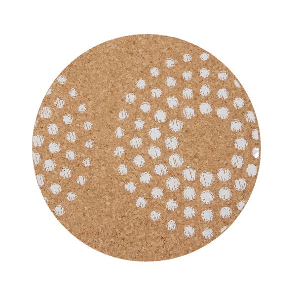 Cork Table Mat - Dots White