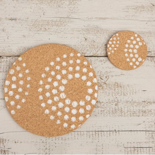 Cork Table Mat - Dots White