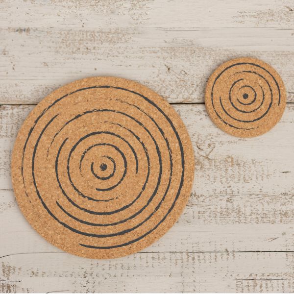 Cork Coaster - Spiral Grey