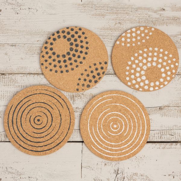 Cork Table Mat - Spiral Grey