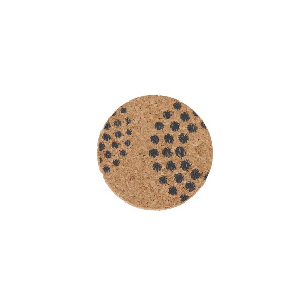 Cork Coaster - Dots Grey