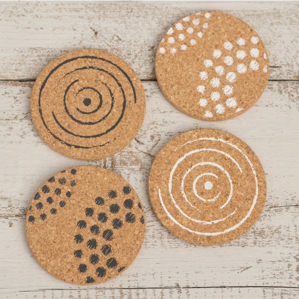 Cork Coaster - Dots Grey