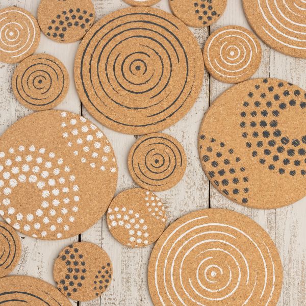 Cork Table Mat - Dots Grey