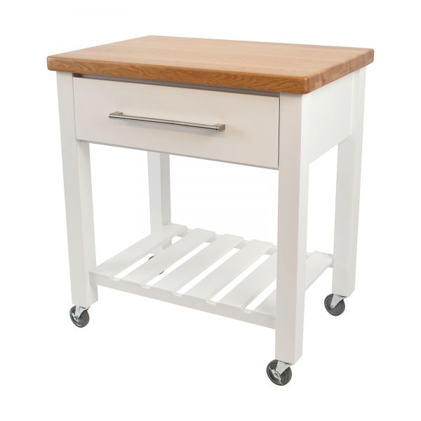 Loft Trolley White Hevea / Oak Top - Flat Packed