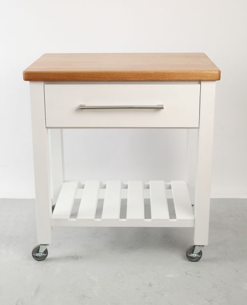 Loft Trolley White Hevea / Oak Top - Flat Packed