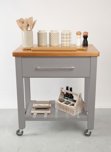 Loft Trolley Grey Hevea / Oak Top - Flat Packed