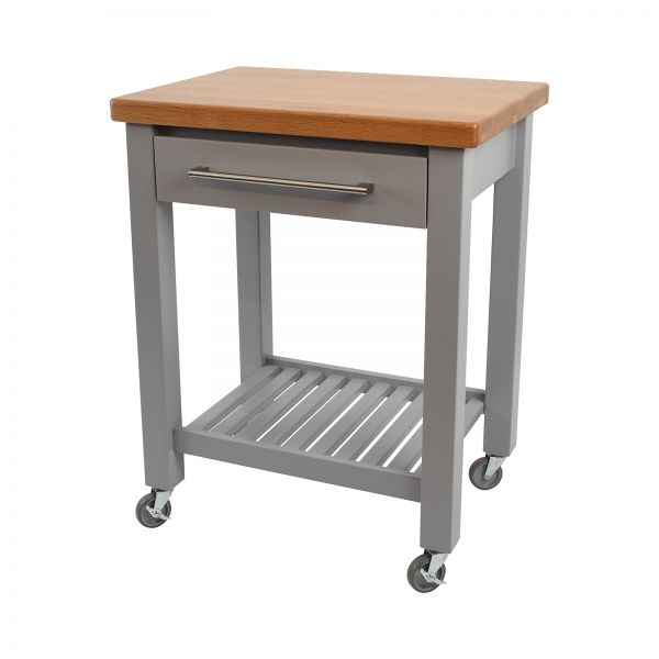 Studio Trolley Grey Hevea / Oak Top - Assembled