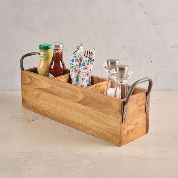 Large 3 Compartment Caddy with Metal Handles