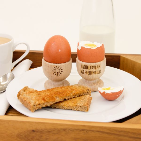 Personalised Egg Cup - Have An Egg-Cellent Day