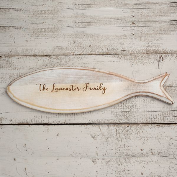 Personalised Wooden Fish Board White