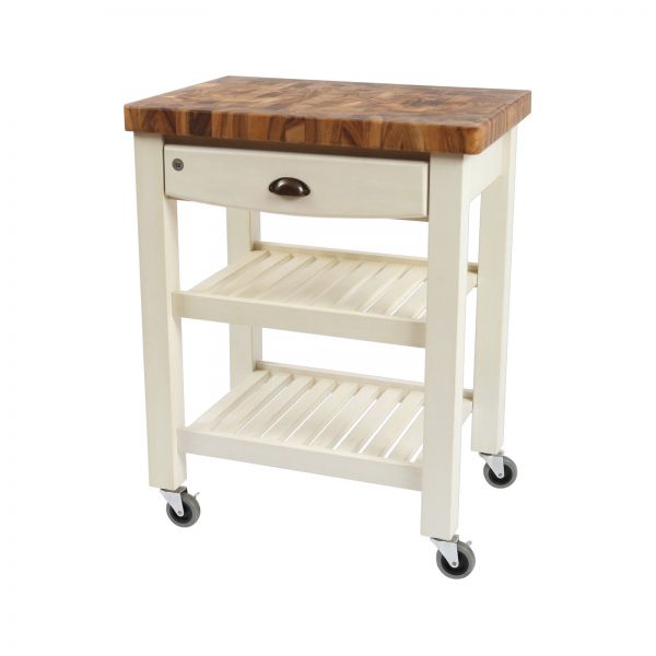 Pembroke Trolley Antique Cream / Acacia Top - Assembled image