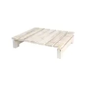 drift square slatted table rustic white