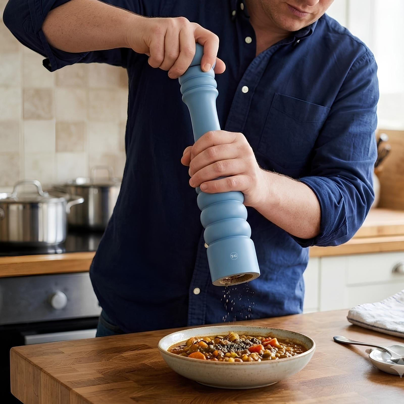 Tall Capstan Pepper Mill Matt Denim Blue