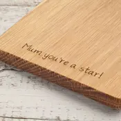personlised rectangular wooden board with handle detail