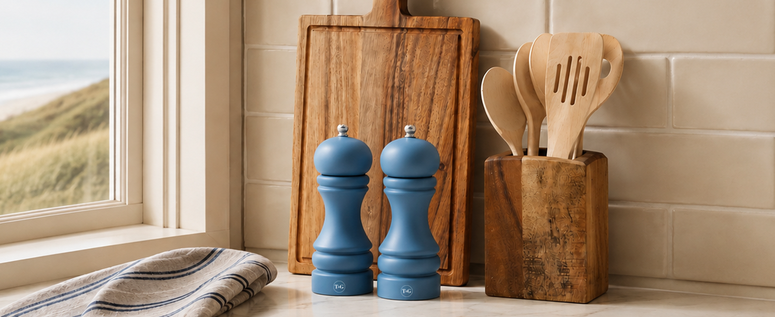 Denim Blue Salt & Pepper Mills
