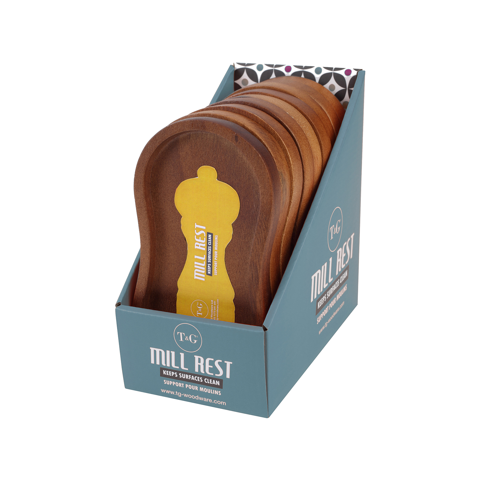 POS Display Box Containing 9 Mill Rests in Acacia