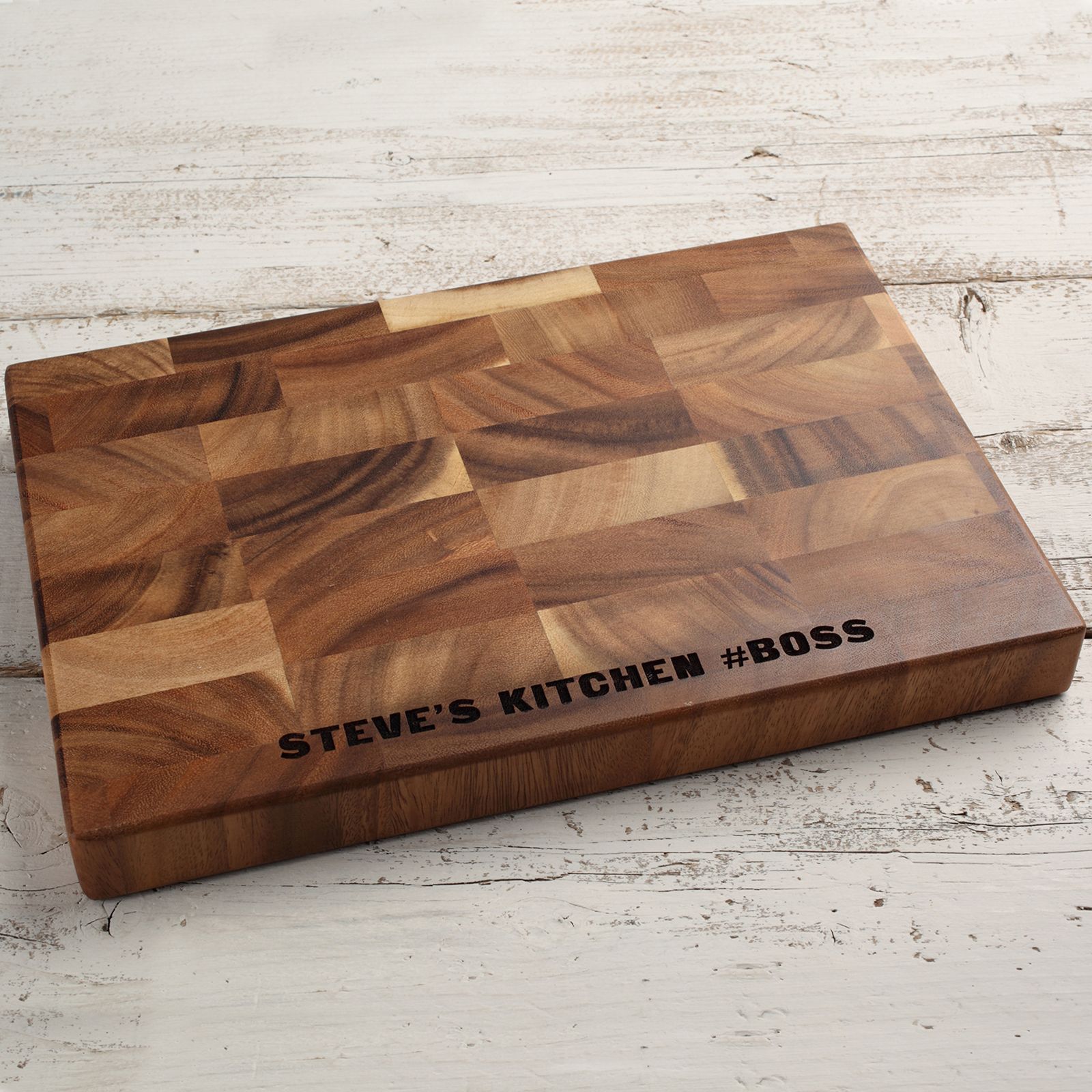 Personalised Rectangular Wooden End Grain Board - Acacia