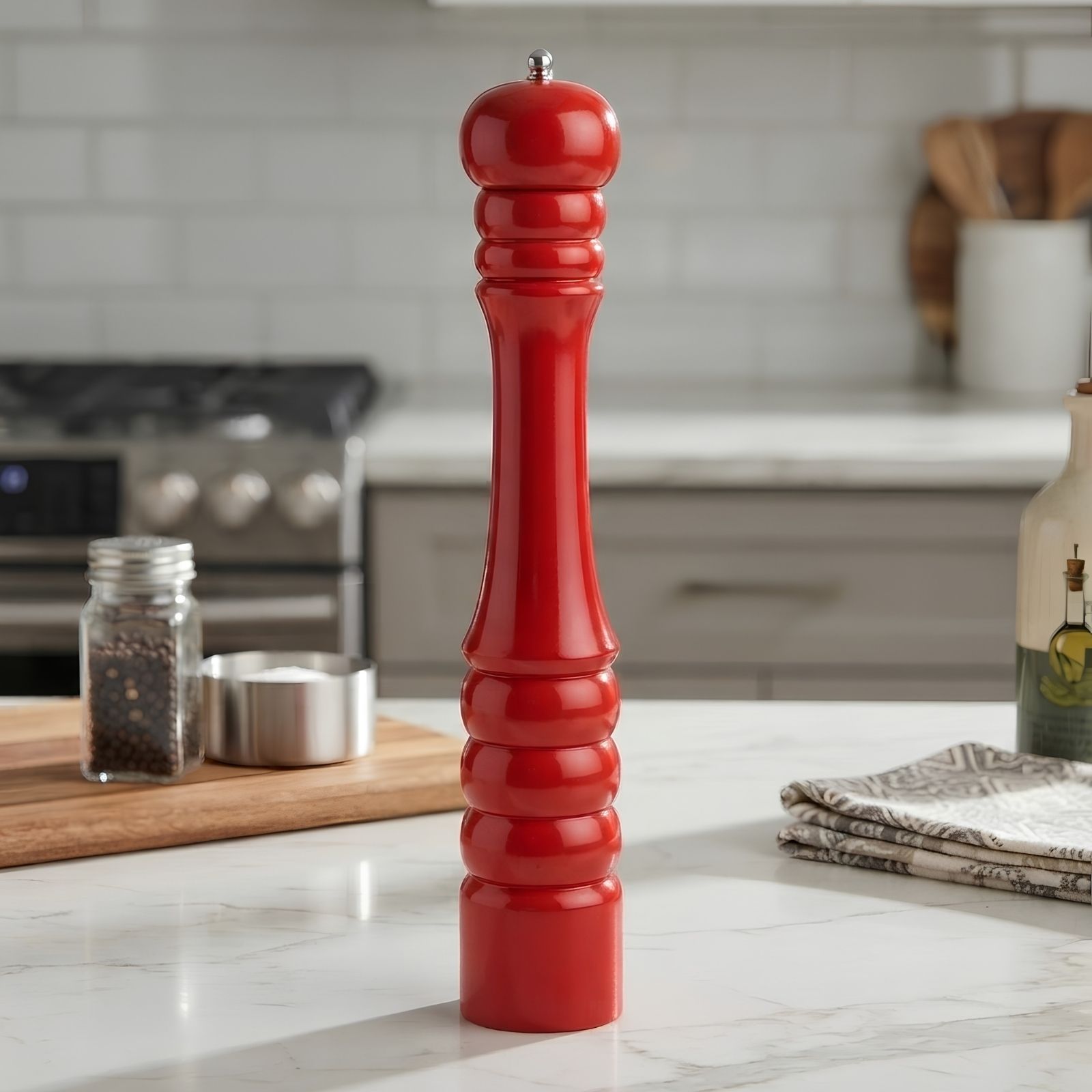 Tall Capstan Pepper Mill Red