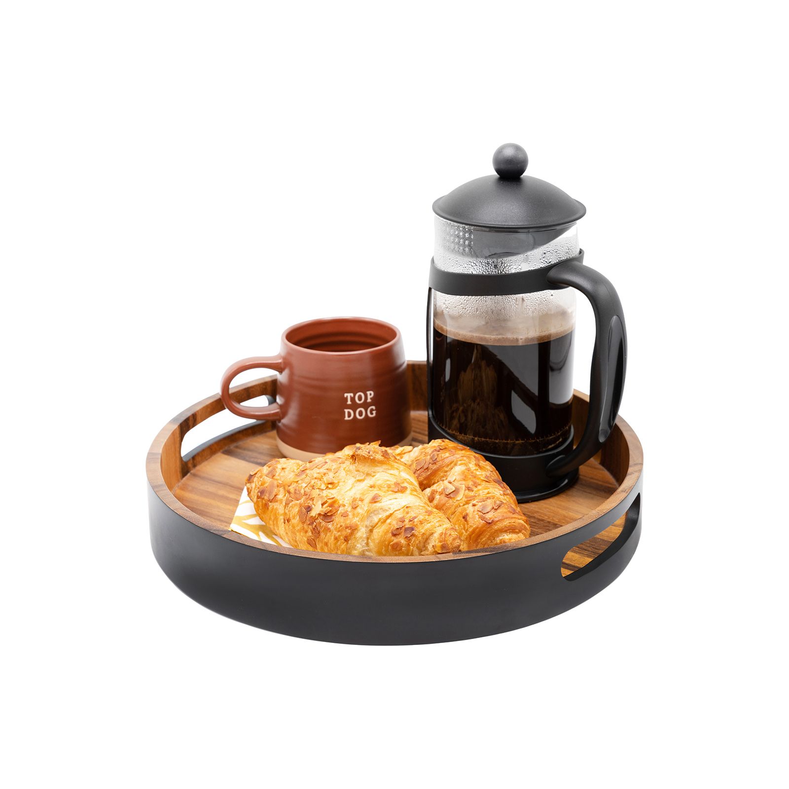 Eclipse Round Tray In Black & Acacia