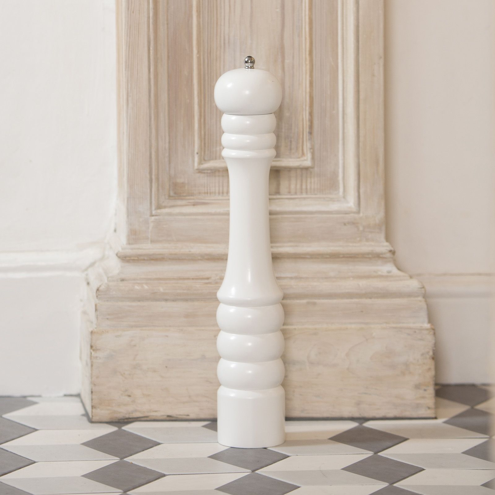 Tall Capstan Pepper Mill White