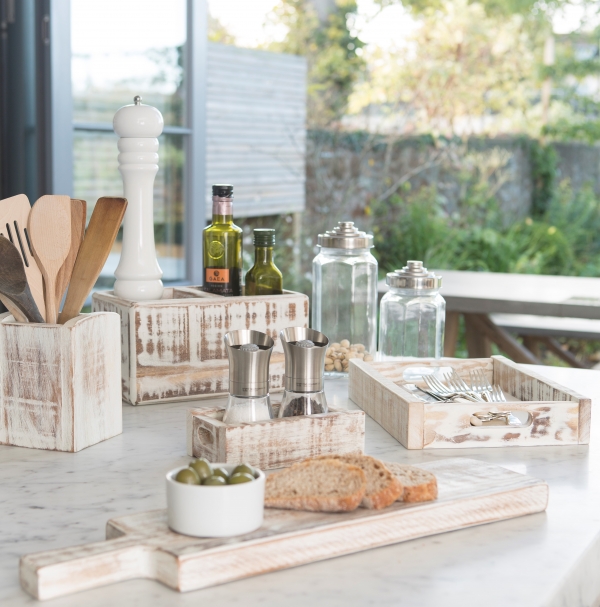 Vordic White Rustic Caddies Storage