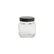 small square glass jar